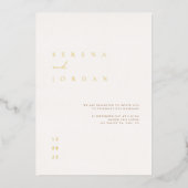 Elegant minimalistisch Ivory Taupe Wedding Folie Uitnodiging (Voorkant)