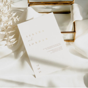 Elegant minimalistisch Ivory Taupe Wedding Folie Uitnodiging