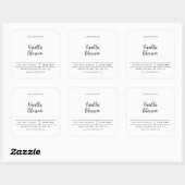 Elegant Minimalistisch Kaarslabel Vierkante Sticker (Vel)
