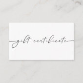Elegant minimalistisch kalligrafie cadeaubon informatiekaartje (Voorkant)