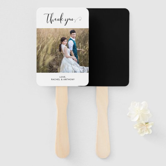 Elegant minimalistisch kalligrafie Foto eenvoudig  Handwaaier (Voorkant en achterkant)