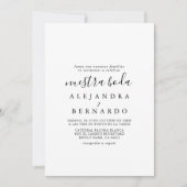 Elegant minimalistisch kalligrafie Nuestra Boda Kaart (Voorkant)