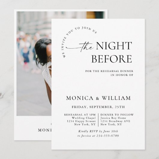 Elegant minimalistisch kalligrafie repetitief dine kaart (Voorkant / Achterkant)