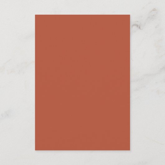 Elegant minimalistisch kalligrafie Terracotta Wedd Informatiekaartje (Achterkant)