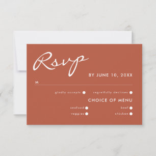 Elegant minimalistisch kalligrafie Terracotta Wedd RSVP Kaartje