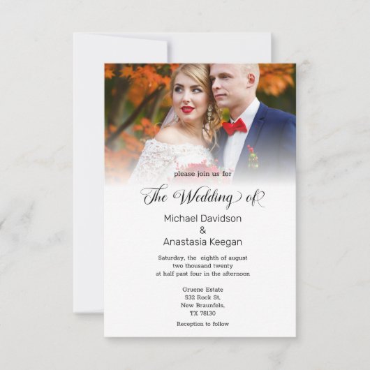 elegant minimalistisch kalligrafiefotofoon kaart (Voorkant)