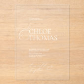 Elegant minimalistisch kalligrafiehuwelijk acryl uitnodigingen (Voorkant)