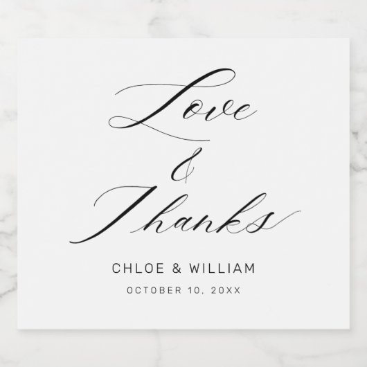 Elegant minimalistisch kalligrafiehuwelijk bier etiket (Enkel label)