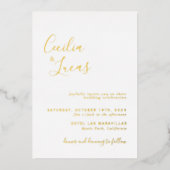 Elegant minimalistisch kalligrafiehuwelijk folie uitnodiging (Voorkant)