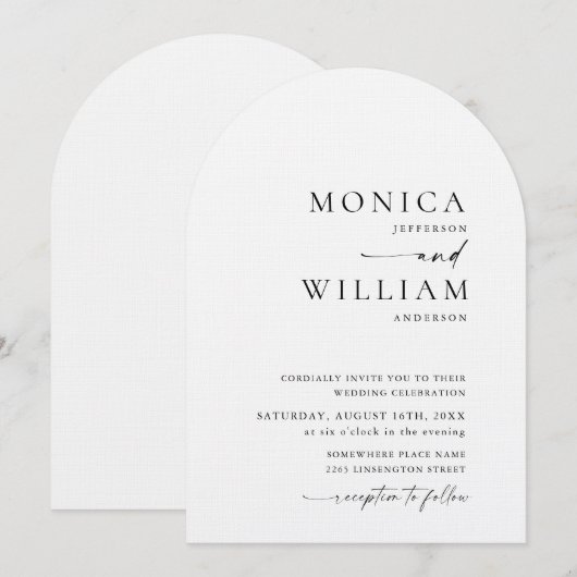 Elegant minimalistisch kalligrafiehuwelijk kaart (Voorkant / Achterkant)