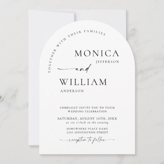 Elegant minimalistisch kalligrafiehuwelijk kaart (Voorkant)