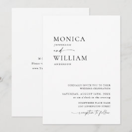 Elegant minimalistisch kalligrafiehuwelijk kaart