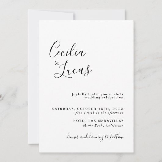 Elegant minimalistisch kalligrafiehuwelijk kaart (Voorkant)