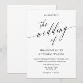 Elegant minimalistisch kalligrafiehuwelijk kaart (Voorkant / Achterkant)