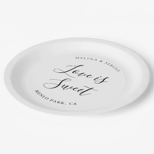 Elegant minimalistisch kalligrafiehuwelijk papieren bordje (Gekanteld)