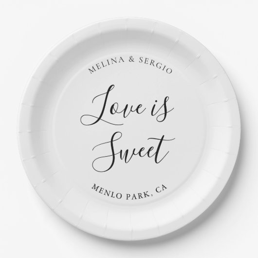 Elegant minimalistisch kalligrafiehuwelijk papieren bordje (Voorkant)