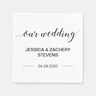 Elegant minimalistisch kalligrafiehuwelijk servet