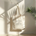 Elegant minimalistisch kalligrafiehuwelijk tote bag<br><div class="desc">Vervolledig uw klassieke bruiloft met deze elegante minimalistische canvas tas van de calligrafie bruiloft.</div>