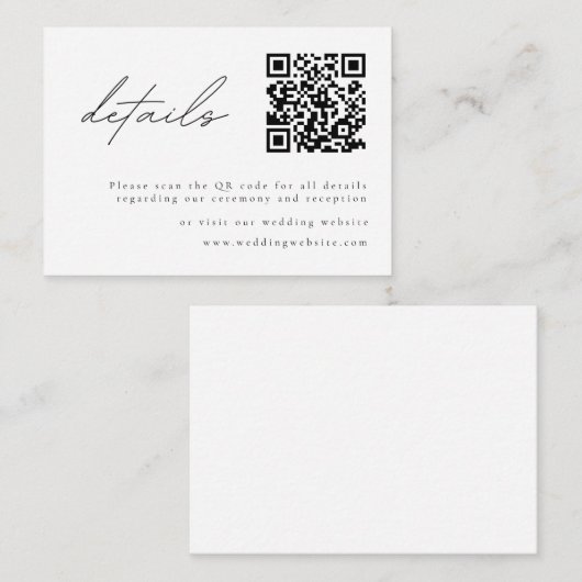 Elegant minimalistisch kalligrafiet - behuizing informatiekaartje (Voorkant / Achterkant)