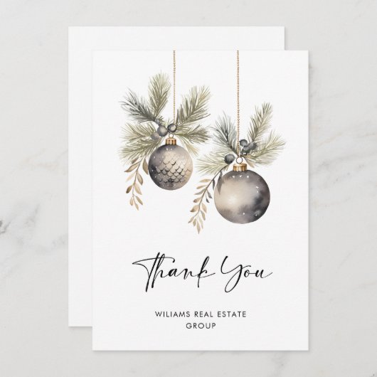 Elegant minimalistisch kerstbedrijf bedankkaart (Voorkant / Achterkant)