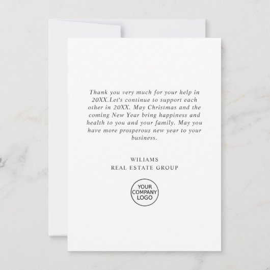 Elegant minimalistisch kerstbedrijf bedankkaart (Achterkant)