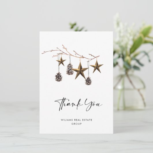 Elegant minimalistisch kerstbedrijf bedankkaart (Staand voorkant)