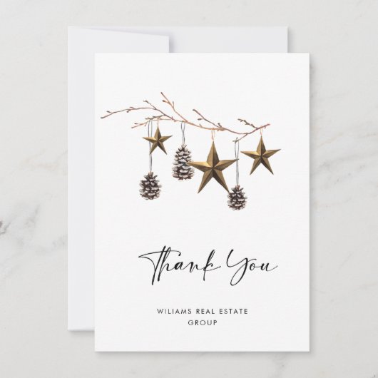 Elegant minimalistisch kerstbedrijf bedankkaart (Voorkant)