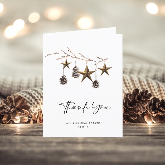 Elegant minimalistisch kerstbedrijf bedankkaart