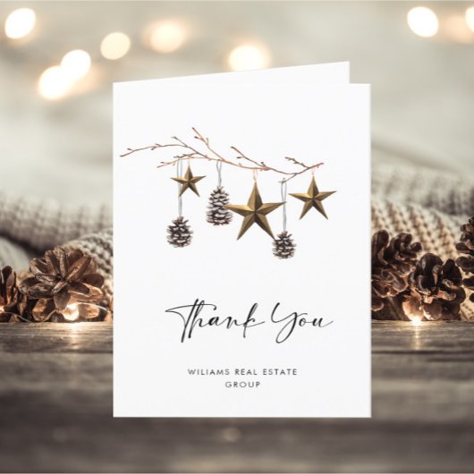 Elegant minimalistisch kerstbedrijf bedankkaart