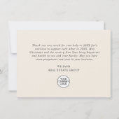 Elegant minimalistisch kerstbedrijf bedankkaart (Achterkant)