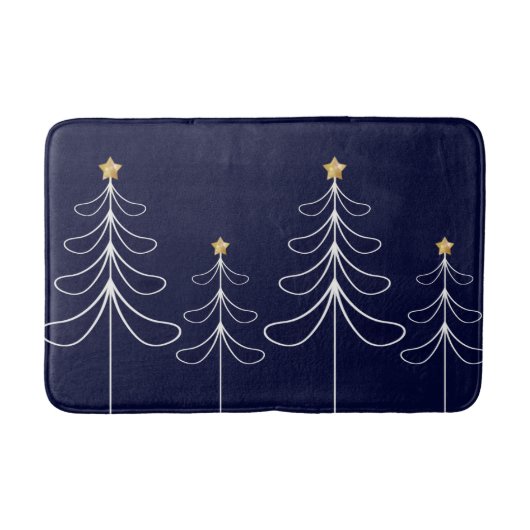 Elegant minimalistisch kerstboomontwerp blauw badmat (Voorkant)