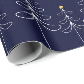 Elegant minimalistisch kerstboomontwerp blauw cadeaupapier (Rol Hoek)