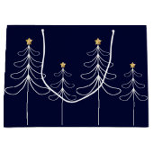 Elegant minimalistisch kerstboomontwerp blauw groot cadeauzakje (Voorkant)