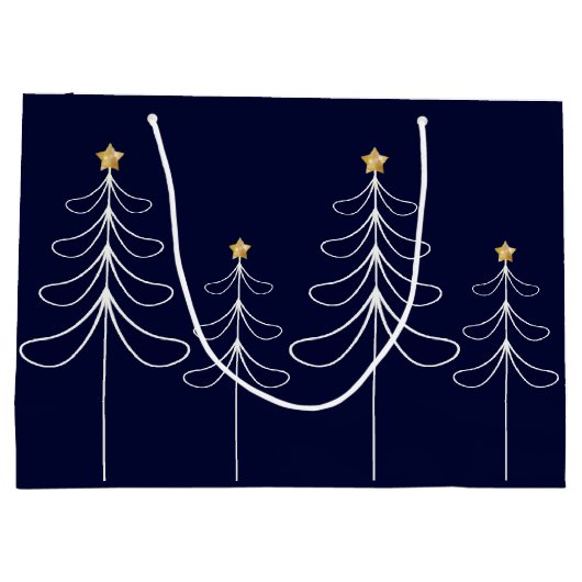 Elegant minimalistisch kerstboomontwerp blauw groot cadeauzakje (Achterkant)