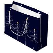 Elegant minimalistisch kerstboomontwerp blauw groot cadeauzakje (Voorkant Gekanteld)