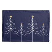 Elegant minimalistisch kerstboomontwerp blauw kussensloop (Achterkant)
