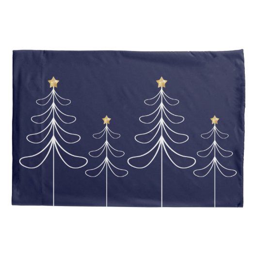 Elegant minimalistisch kerstboomontwerp blauw kussensloop (Achterkant)