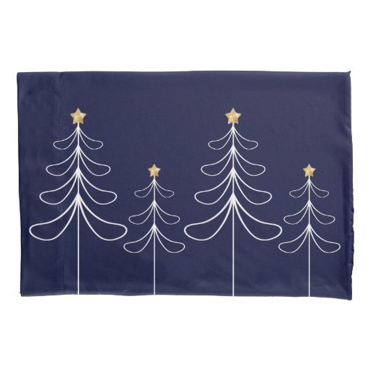 Elegant minimalistisch kerstboomontwerp blauw kussensloop (Voorkant)