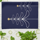 Elegant minimalistisch kerstboomontwerp blauw theedoek (Gevouwen)