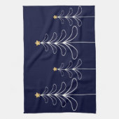 Elegant minimalistisch kerstboomontwerp blauw theedoek (Verticaal)