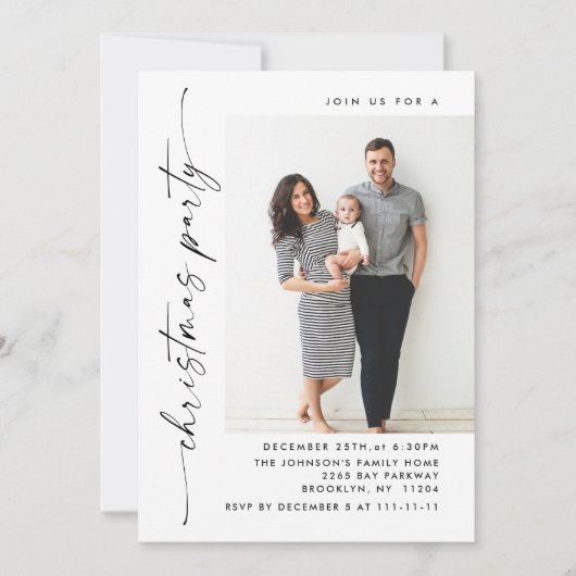 Elegant minimalistisch kerstfeest 2 foto kaart (Voorkant)