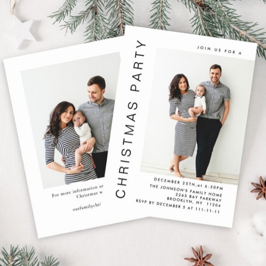 Elegant minimalistisch kerstfeest 2 foto kaart