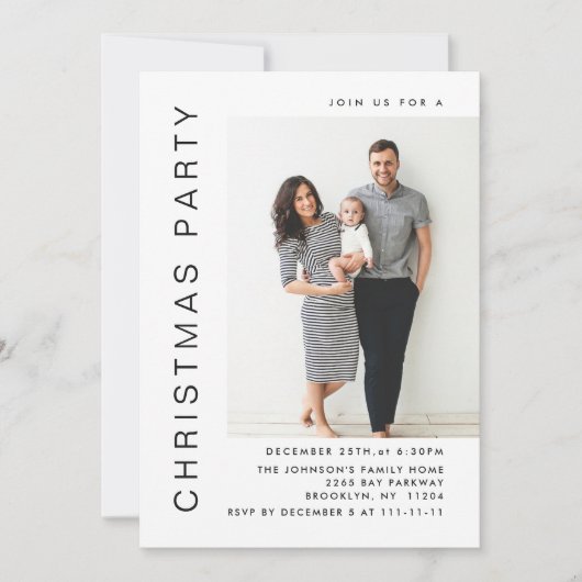 Elegant minimalistisch kerstfeest 2 foto kaart (Voorkant)