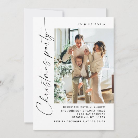 Elegant minimalistisch kerstfeest 2 foto kaart (Voorkant)