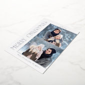 Elegant minimalistisch kerstfeest 2 Foto Silver Folie Feestdagenkaart (Gedraaid)