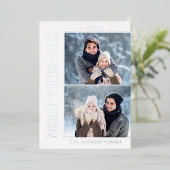 Elegant minimalistisch kerstfeest 2 Foto Silver Folie Feestdagenkaart (Staand Voorkant)