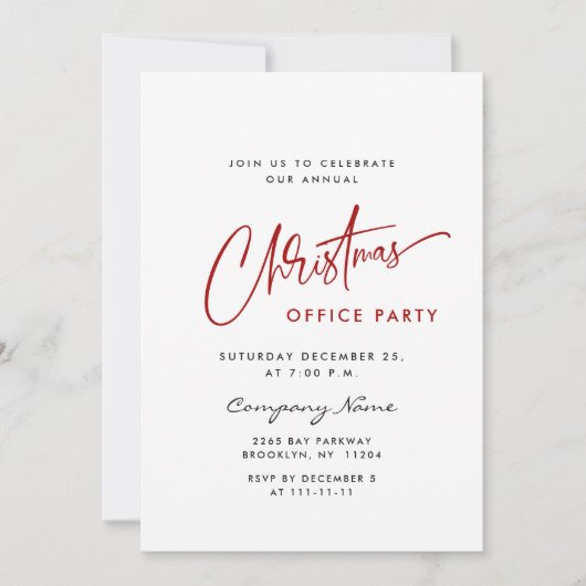 Elegant minimalistisch kerstfeestje kaart (Voorkant)