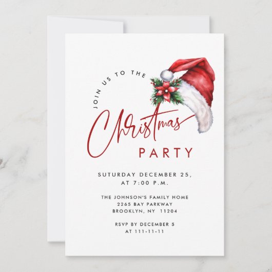 Elegant minimalistisch kerstfeestje kaart (Voorkant)