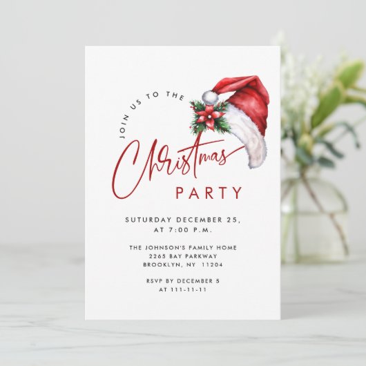 Elegant minimalistisch kerstfeestje kaart (Staand voorkant)