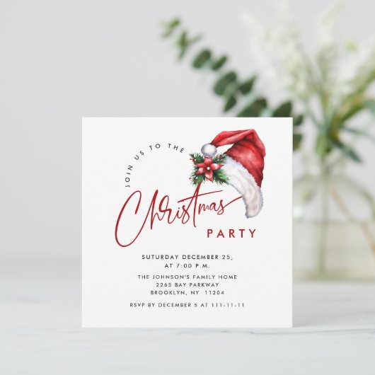 Elegant minimalistisch kerstfeestje kaart (Staand voorkant)